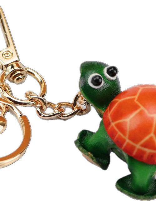 Load image into Gallery viewer, Cowhide Handmade Small Tortoise Keychain Male Cute Small Gift Girl Backpack Pendant
