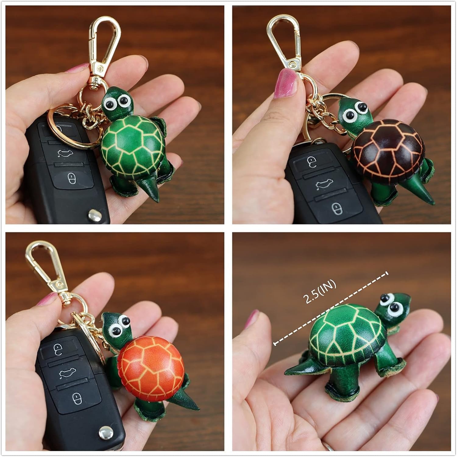 Cowhide Handmade Small Tortoise Keychain Male Cute Small Gift Girl Backpack Pendant