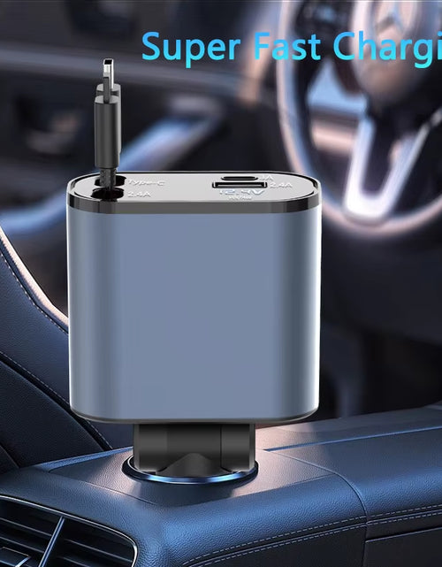 Load image into Gallery viewer, 2024 New Retractable Car Charger 120W Fast Charger 4-In-1 Fast Charging Car Phone Charger 2 USB Ports Car Charger Adapter

