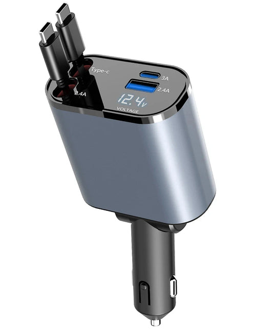 Load image into Gallery viewer, Retractable Car Charger, 4 in 1 Fast Charging Car Charger 120W, Retractable Cable and 2 USB Ports Car Charger Adapter Compatible
