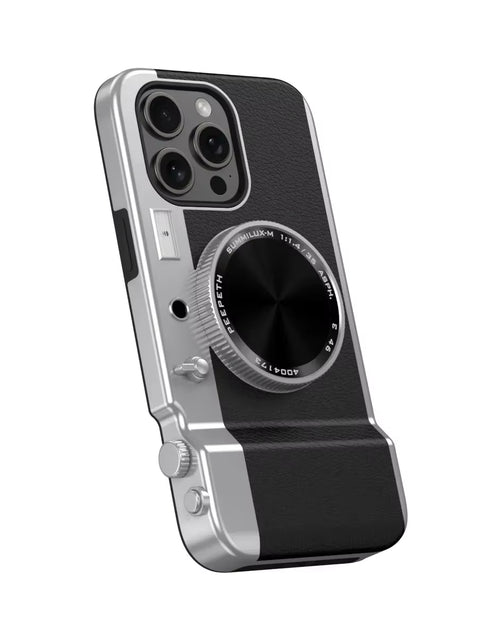 Load image into Gallery viewer, Retro Bluetooth Camera Phone Case for Iphone 15 14 13 12 Pro Max Magnetic Cosmetic Mirror for Iphone 15Promax Hard Phone Cover
