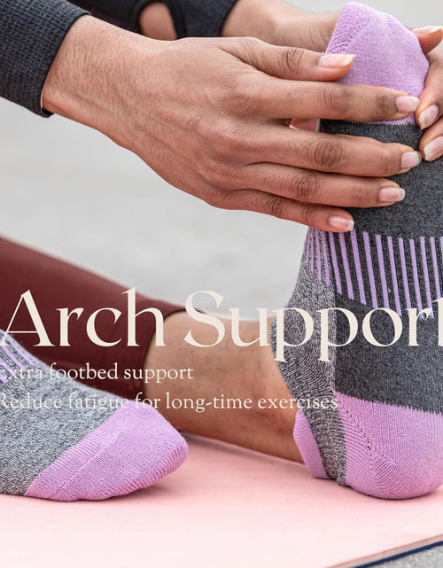 Load image into Gallery viewer, Women'S Athletic Ankle Socks with Heel Tab, Premium Cotton, Soft Cushion, Reinforced Toe, Arch Support, Pack of 6

