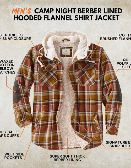 Load image into Gallery viewer, Men'S Camp Night Berber Lined Hooded Flannel Shirt Jacket
