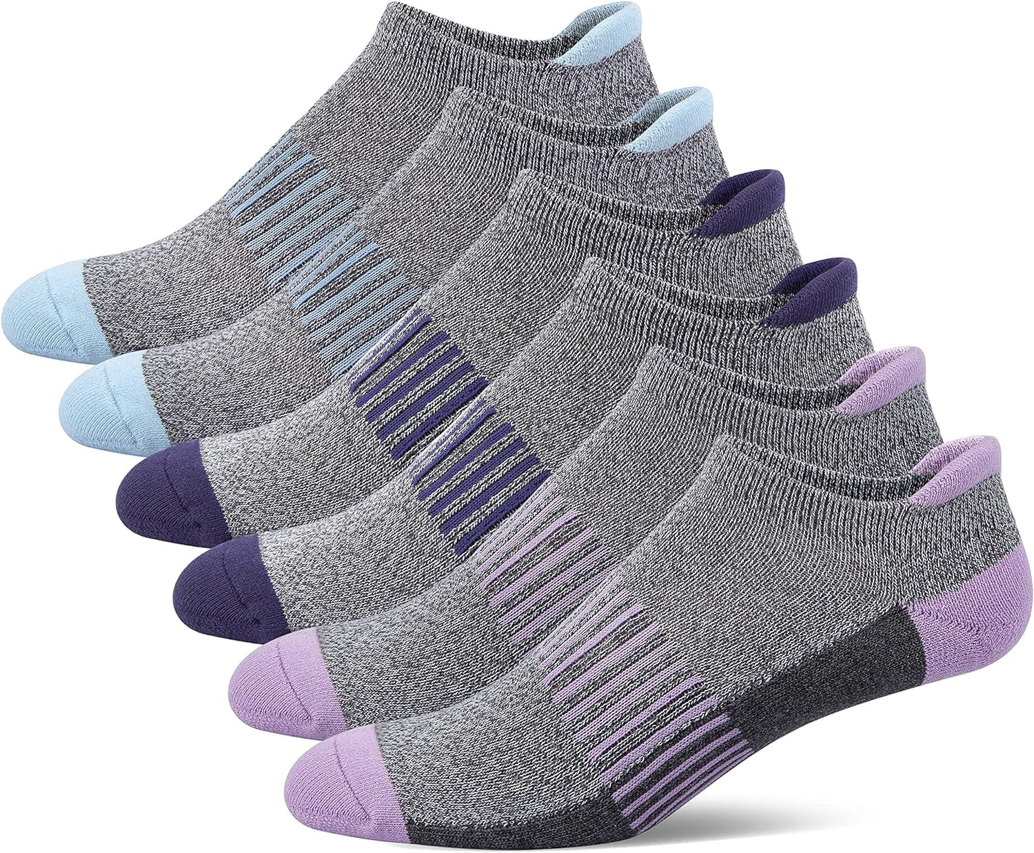 Women'S Athletic Ankle Socks with Heel Tab, Premium Cotton, Soft Cushion, Reinforced Toe, Arch Support, Pack of 6