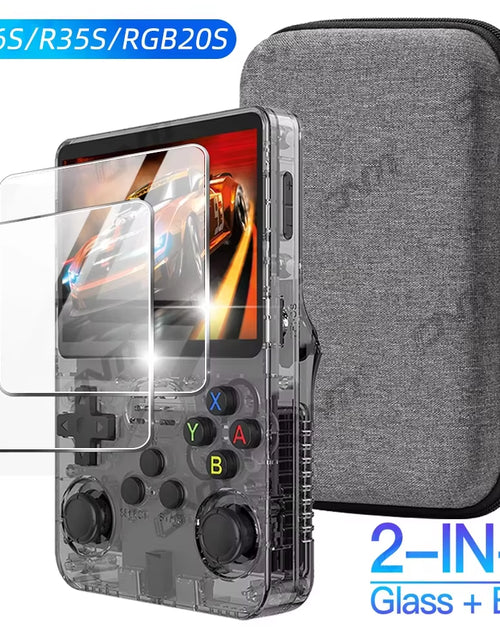 Load image into Gallery viewer, Glass+Bag for R36S/R35S Screen Protector Tempered Glass Film &amp; EVA Portable Storage Case R36S Console Protector Accessories Set
