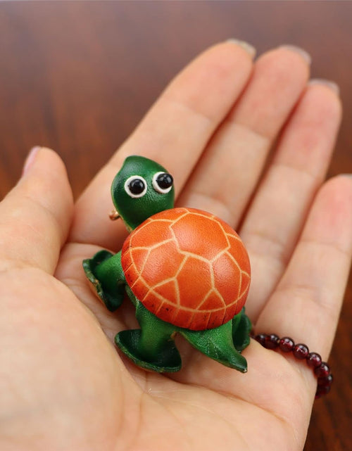 Load image into Gallery viewer, Cowhide Handmade Small Tortoise Keychain Male Cute Small Gift Girl Backpack Pendant

