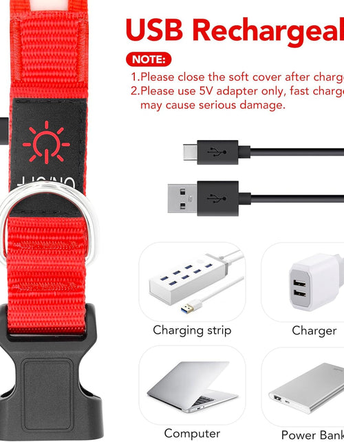 Load image into Gallery viewer, LED Dog Collar, Light up Dog Collar Adjustable USB Rechargeable Super Bright Safety Light Glowing Collars for Dogs

