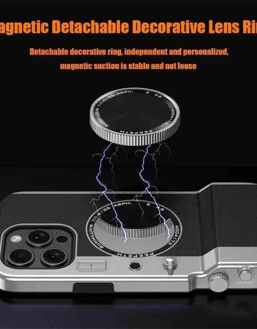 Load image into Gallery viewer, Retro Bluetooth Camera Phone Case for Iphone 15 14 13 12 Pro Max Magnetic Cosmetic Mirror for Iphone 15Promax Hard Phone Cover
