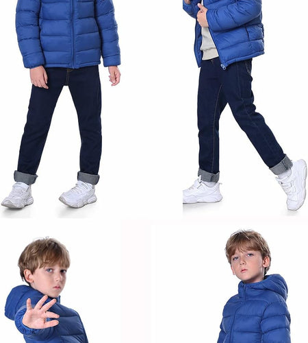 Hooded Puffer Jackets for Boys and Girls – Lightweight and Packable – Autumn and Winter Coat, Warm and Comfy