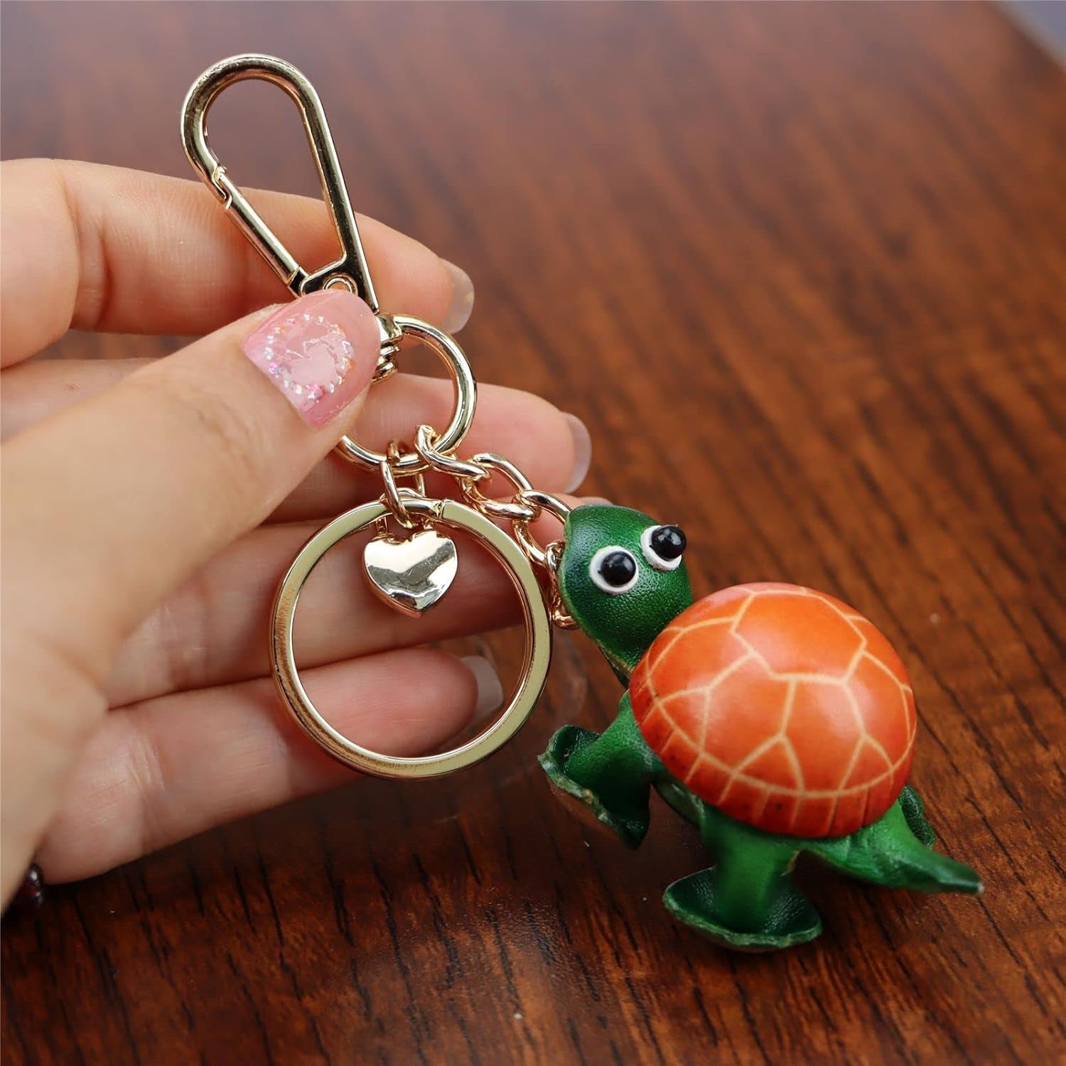 Cowhide Handmade Small Tortoise Keychain Male Cute Small Gift Girl Backpack Pendant