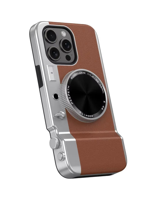 Load image into Gallery viewer, Retro Bluetooth Camera Phone Case for Iphone 15 14 13 12 Pro Max Magnetic Cosmetic Mirror for Iphone 15Promax Hard Phone Cover
