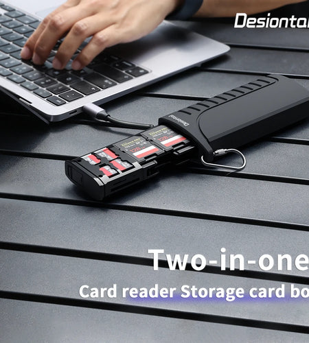 Desiontal DK-10 High-Speed SD Card Reader USB 3.1 Type-C SD/TF/SIM Card Carrying Case for Cameras, Smartphones, Drones