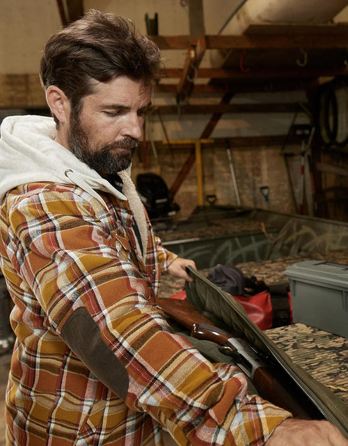 Load image into Gallery viewer, Men'S Camp Night Berber Lined Hooded Flannel Shirt Jacket
