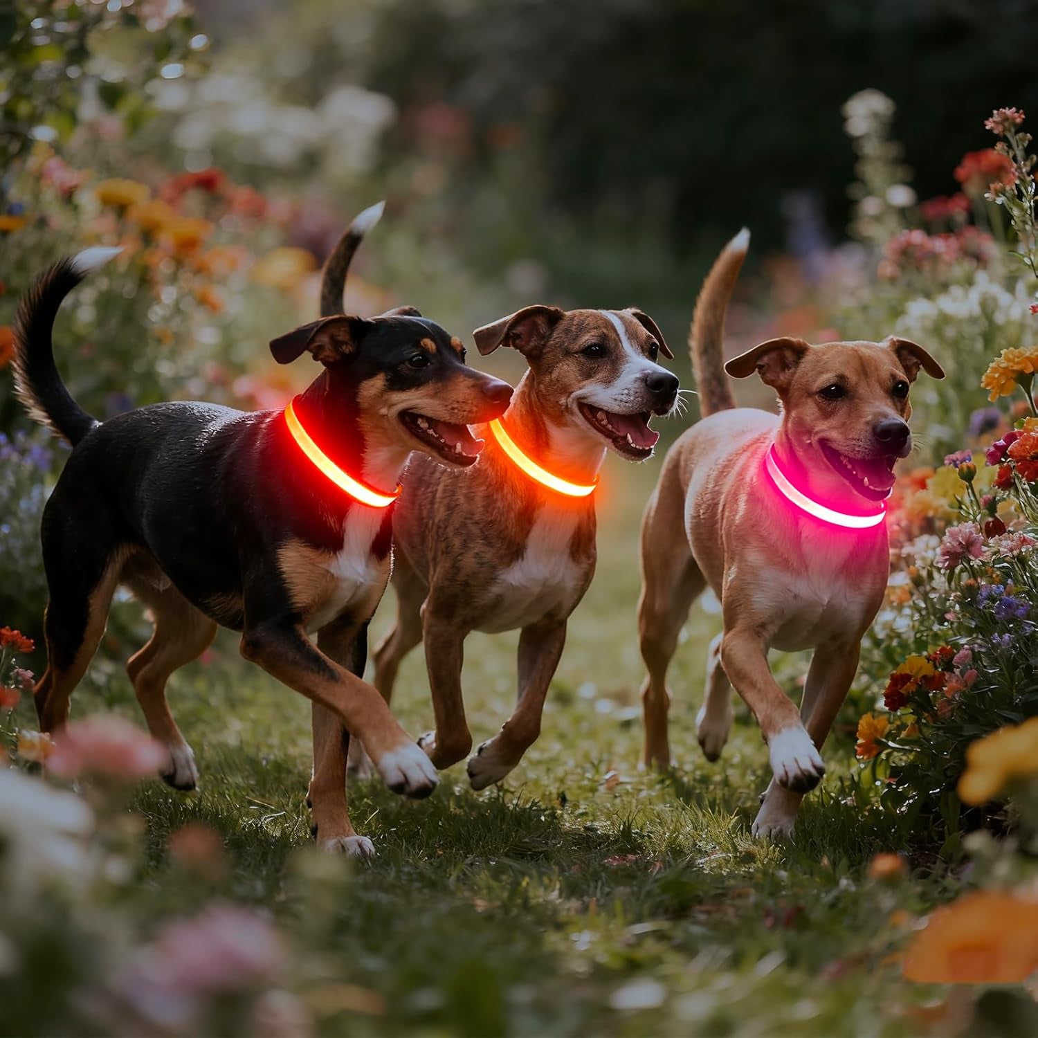 LED Dog Collar, Light up Dog Collar Adjustable USB Rechargeable Super Bright Safety Light Glowing Collars for Dogs
