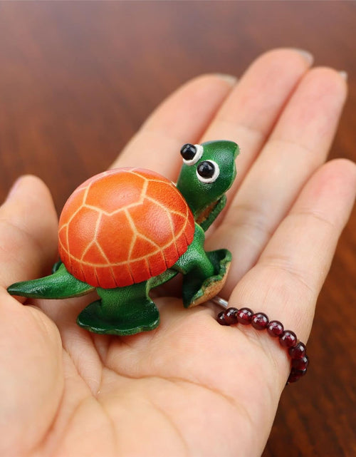 Load image into Gallery viewer, Cowhide Handmade Small Tortoise Keychain Male Cute Small Gift Girl Backpack Pendant
