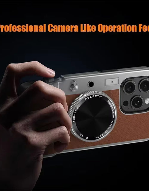 Load image into Gallery viewer, Retro Bluetooth Camera Phone Case for Iphone 15 14 13 12 Pro Max Magnetic Cosmetic Mirror for Iphone 15Promax Hard Phone Cover
