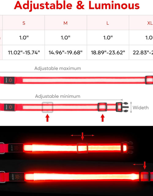 Load image into Gallery viewer, LED Dog Collar, Light up Dog Collar Adjustable USB Rechargeable Super Bright Safety Light Glowing Collars for Dogs
