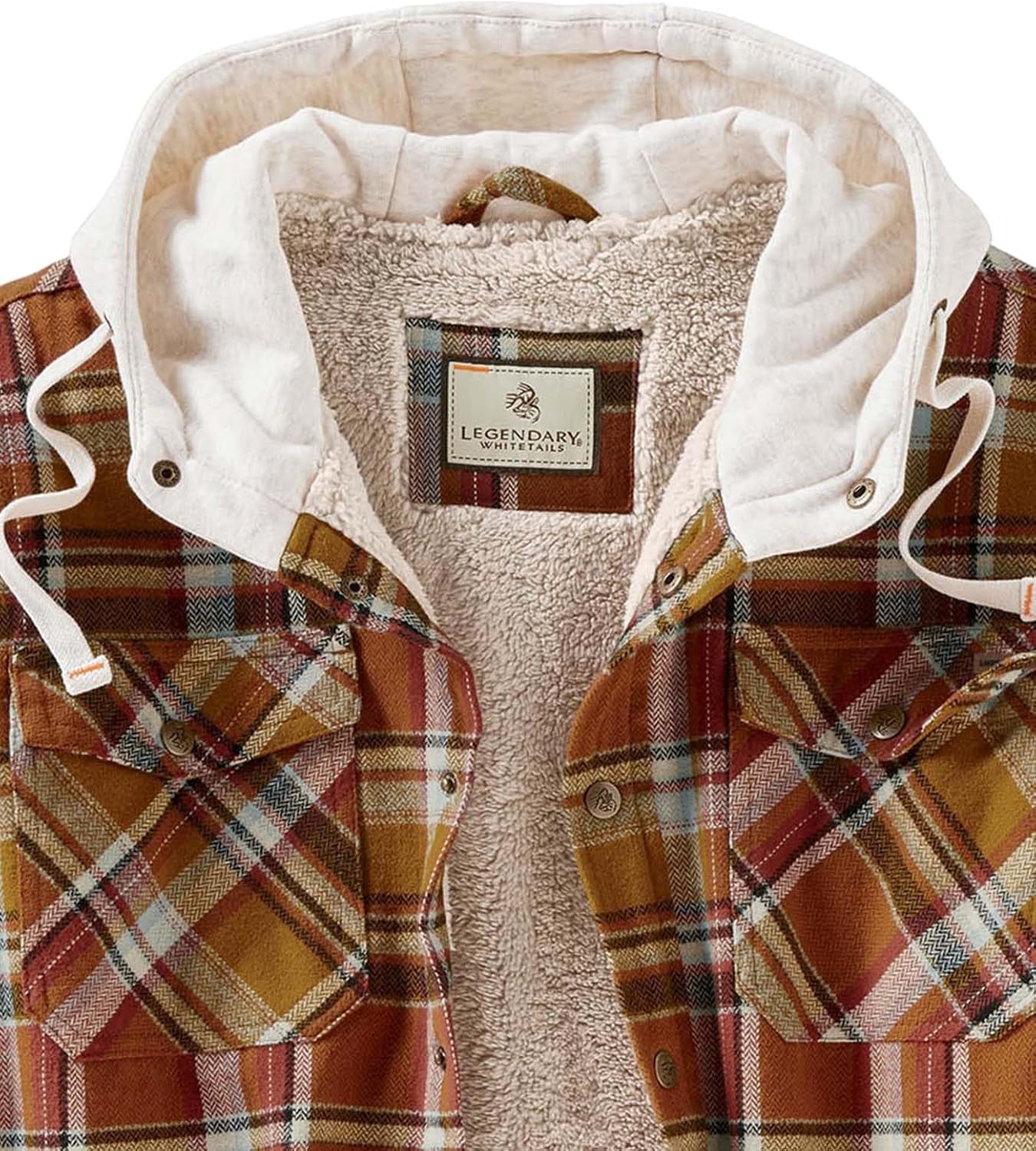 Men'S Camp Night Berber Lined Hooded Flannel Shirt Jacket