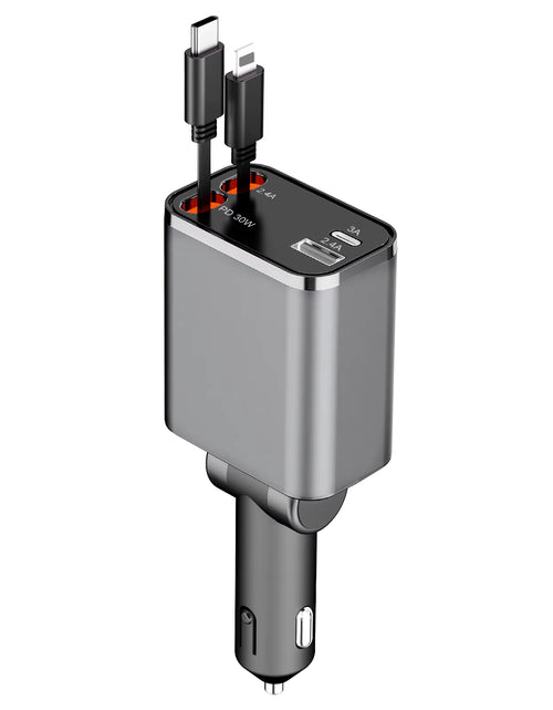 Load image into Gallery viewer, 2024 New Retractable Car Charger 120W Fast Charger 4-In-1 Fast Charging Car Phone Charger 2 USB Ports Car Charger Adapter
